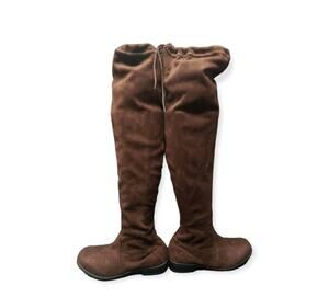 Bamboo Dark Brown Over Knee Adjustable Lace Boots